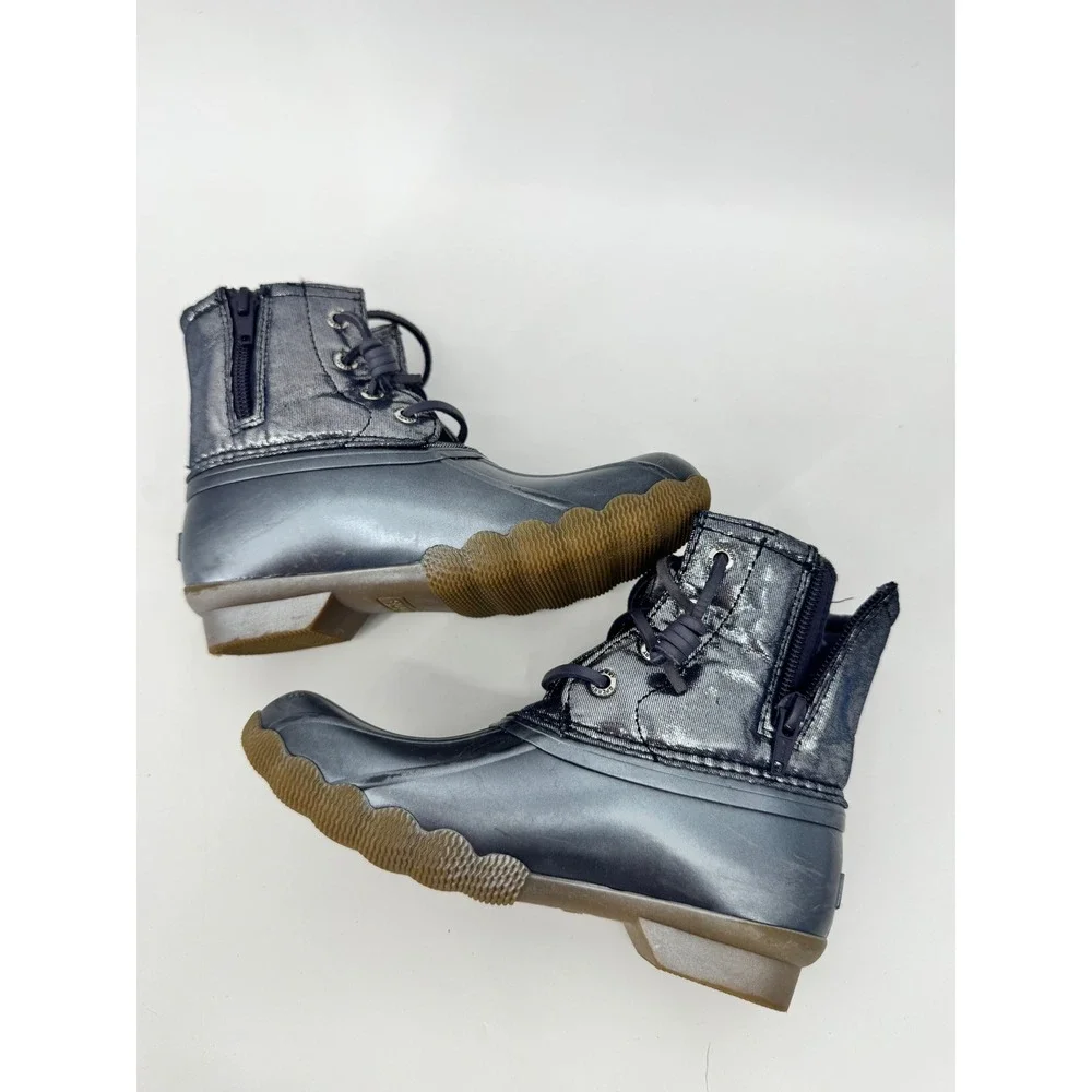 Sperry Duck Boots Kids Size 13M Metallic Blue Saltwater Shimmer